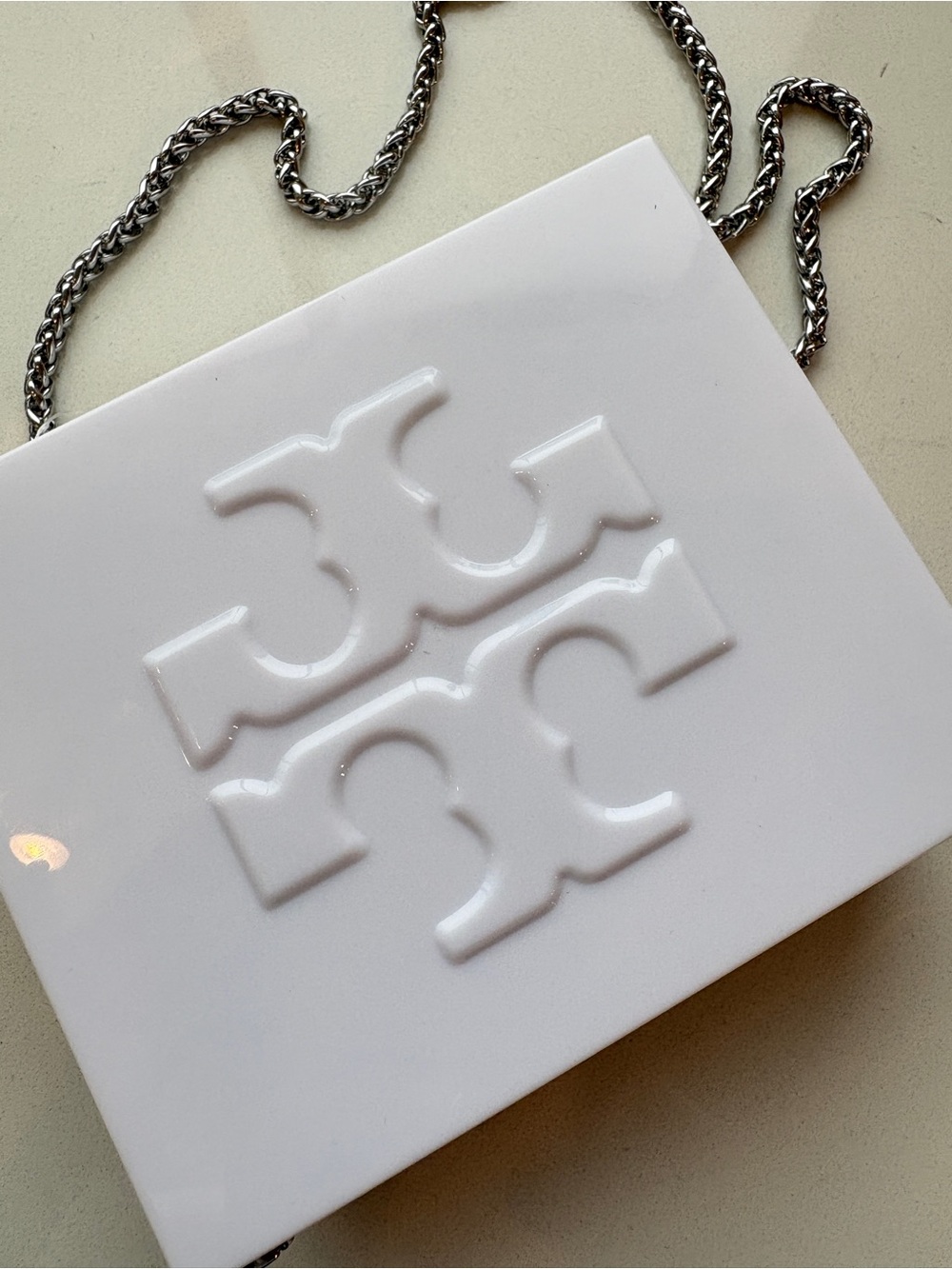 Tory Burch White Hardshell Clutch